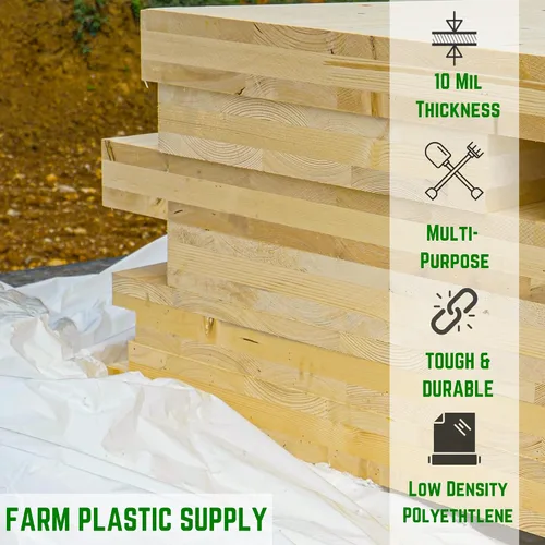 Vista 8 de Farm Plastic Supply - Láminas de plástico blanco - 10 mil - (10' x 100') - Láminas de plástico grueso, película de polietileno resistente, cubierta
