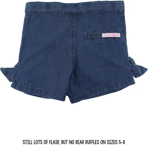 Vista 5 de RuffleButts Pantalones cortos tejidos para bebéniñas pequeñas con dobladillo con volantes