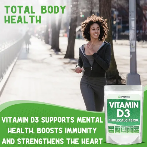 Vista 3 de XPRS Nutra Vitamina D3 en polvo (colecalciferol) - VIT D sin sabor para huesos e inmunidad - Vitamina para la función muscular - Suplementos