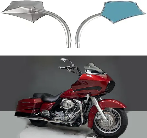 Vista 9 de Espejos de motocicleta en forma de murciélago negro, espejos retrovisores de motocicleta actualizados compatibles con Harley Road King, Sportster