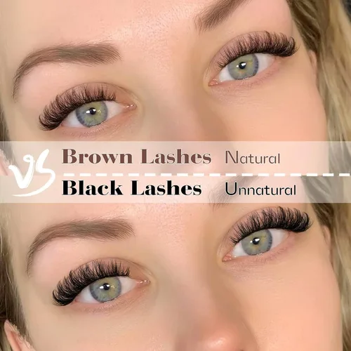 Vista 2 de Mavphnee Pestañas postizas marrones, ojo de gato, aspecto natural, extensión de pestañas rizadas D, banda transparente, pestañas marrones, pestañas