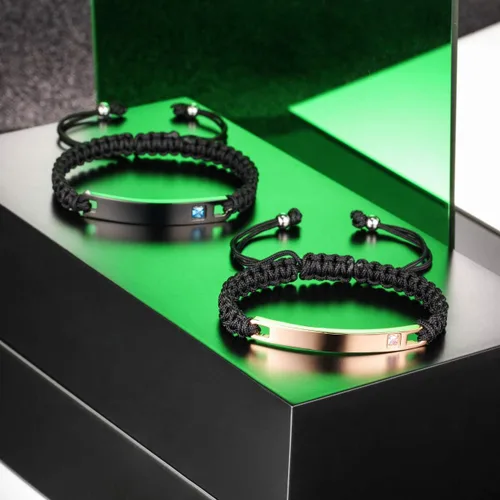 Vista 4 de MeMeDIY - Pulsera personalizada con nombre y fecha grabadas para mujeres, hombres, niñas, niños, parejas, tobillera ajustable hecha a mano, cuerda