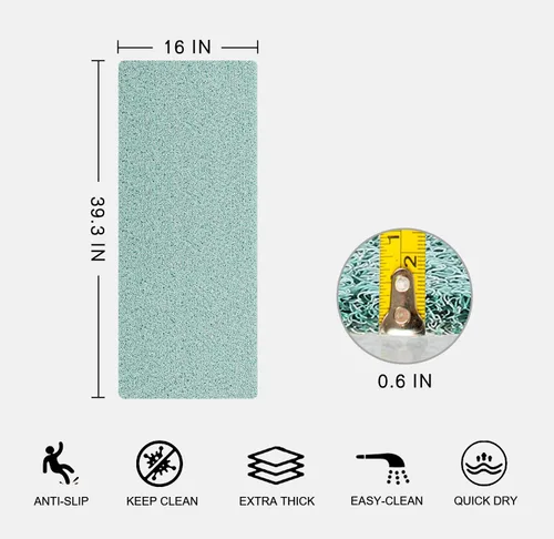 Vista 2 de Tapete antideslizante para bañera, tapete de baño antideslizante de 0.6 pulgadas, extra grueso, de secado rápido, tapete de ducha antideslizante