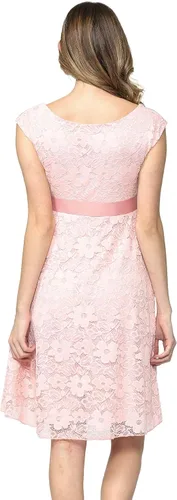 Vista 5 de HELLO MIZ Vestido de cóctel con cintura de cinta de encaje floral de maternidad