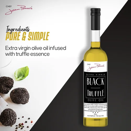 Vista 4 de Chef Jean Pierre's - Aceite de oliva de trufa negra - Infundido naturalmente, botella de vidrio de 7 onzas líquidas - Eleva tus platos con una