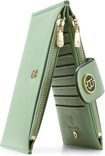 Vista 17 de BOSTANTEN - Carteras de cuero para mujer grandes con bloqueo RFID, billetera delgada de dos pliegues con bolsillo con cremallera, Grande, Minimalista