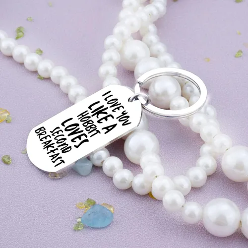 Vista 4 de Lord of the Rings Merchandise Gifts Lover Fans Keychain Gifts -I Love You Like a Hobbit Loves Second Breakfast Women Husband to My Love Keychain