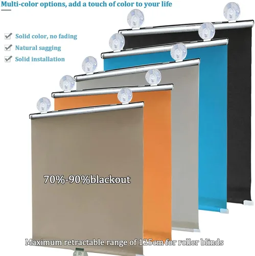 Vista 4 de Cortinas opacas para ventana, con ventosas, persianas enrollables sin taladro, 75% de protección UV, aislamiento térmico temporal, persianas Negro