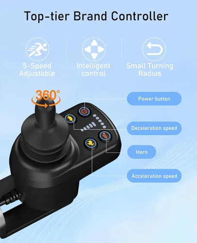 Vista 7 de Sillas de ruedas eléctricas para adultos, silla de ruedas eléctrica ligera todo terreno, silla de ruedas motorizada plegable portátil, 22 millas
