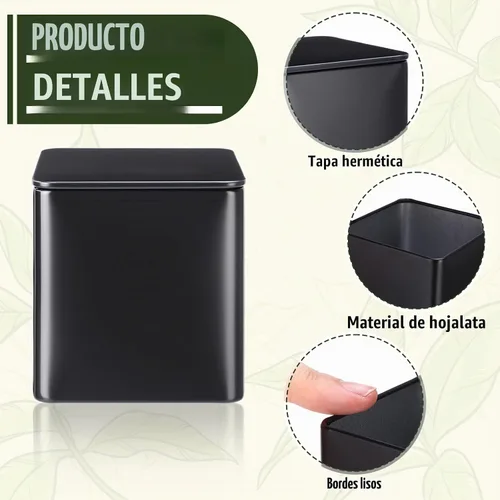 Vista 3 de Suclain 50 latas de té de metal con tapa hermética para té suelto, negro, 8