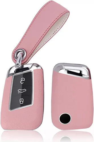 Vista 9 de ontto Funda de cuero para llavero VW Smart Remote Key Case para Volkswagen, Negro