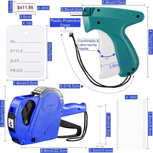Vista 7 de Honoson 1121 piezas de precio de ropa, máquina de pistola de precio al por menor, fijador de pistola con etiqueta, púas estándar, agujas de metal