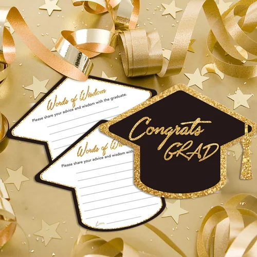 Vista 3 de Yuzi-n Tarjetas de consejos de graduación para el graduado (paquete de 50), suministros de decoración de juegos de fiesta de graduación de escuela
