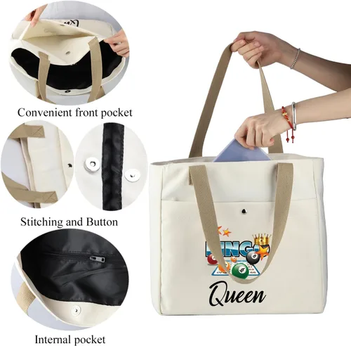 Vista 7 de MBMSO Bingo Queen Tote Bag - Bolso grande para amantes del bingo