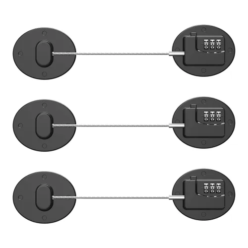 Vista 8 de Cerradura de Refrigerador - Cerradura de Combinación Resistente para Nevera, Cerraduras de Gabinete a Prueba de Niños, Sin Llaves Necesarias
