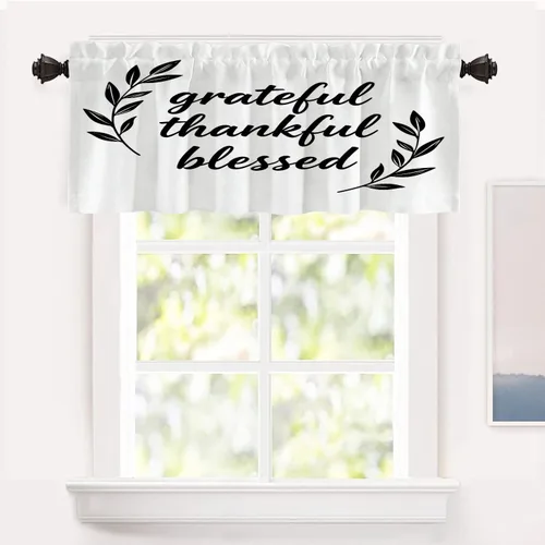 Vista 69 de Shrahala Cortinas blancas S inspiradoras para ventanas de cocina, cortinas negras con palabras cristianas para cafetería, cortinas opacas