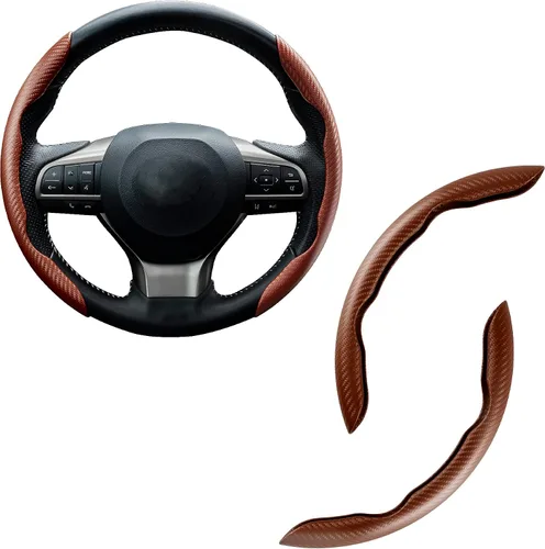 Vista 15 de Amiss 3 piezas de cubierta de volante de fibra de carbono antideslizante, diseño de mariposa impermeable y segmentado, protector de rueda