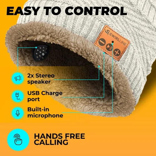Vista 6 de Gorro inalámbrico Bluetooth con bufanda Gorro para auriculares Gorro inalámbrico con Bluetooth