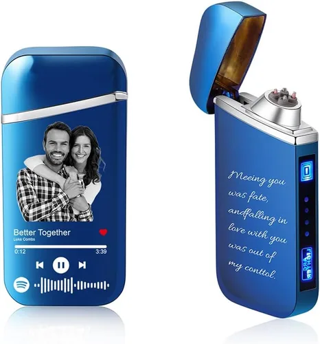 Vista 8 de Encendedor de canción con código de Spotify personalizado, encendedor de arco eléctrico a prueba de viento, interruptor táctil grabado