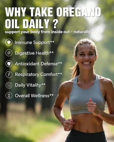 Vista 4 de Aceite de orégano de 300 mg con aceite de semilla negra, zinc, vitamina C