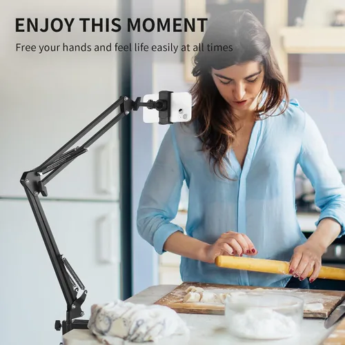 Vista 8 de Soporte de teléfono para escritorio, soporte de teléfono para cama con clip de abrazadera ajustable, soporte flexible para teléfono, soporte