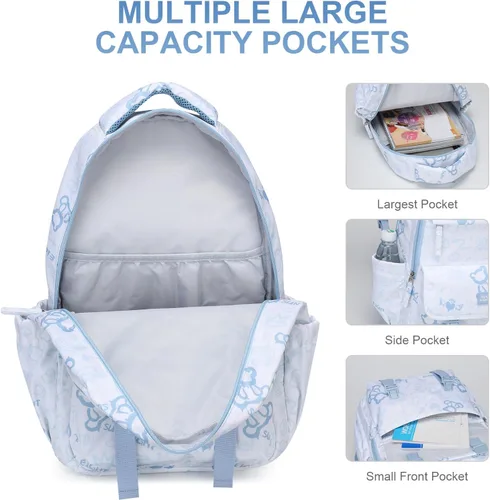 Vista 4 de CaranY Mochila multiusos para niños, impermeable, espaciosa, ligera, para libros escolares, 2-azul aguamarina, Classic