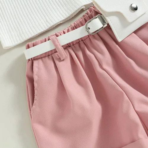 Vista 75 de TheFound Trajes de verano para niñas pequeñas, sin mangas, de punto acanalado, halter, pantalones cortos, ropa para recién nacidos, conjunto de 3