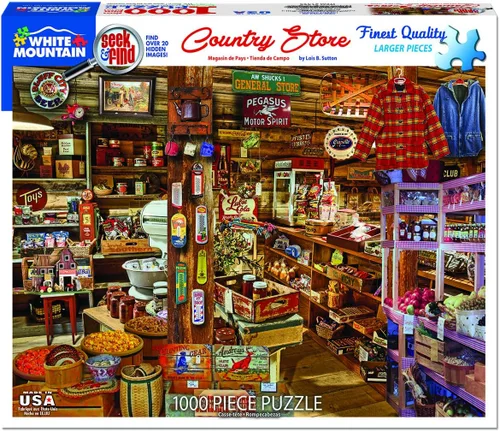 Vista 2 de White Mountain Rompecabezas de 1000 piezas con escenas americanas vintage con piezas grandes para adultos y familia de 24 x 30 pulgadas – Country