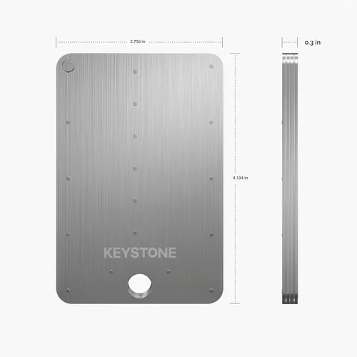 Vista 8 de KEYSTONE Almacenamiento de semillas criptográficas, cartera de metal con cápsula de acero criptográfico, respaldo de almacenamiento en frío
