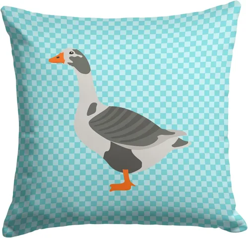 Vista 79 de Caroline's Treasures BB8163PW1414 Beltsville - Almohada decorativa de tela a cuadros pequeños, color blanco, pavo y gallina azul, lavable a máquina