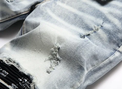 Vista 5 de OIIIO Jeans elásticos rasgados de ajuste regular para hombre