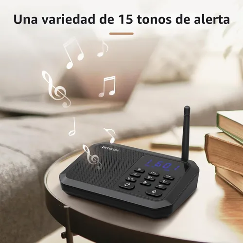 Vista 7 de Retekess TH201 Intercomunicadores inalámbricos para el hogar, intercomunicador manos libres, largo alcance 1 milla, 22 canales, VOX, cuidado