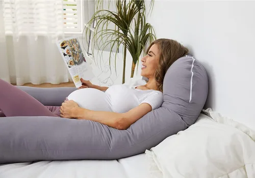 Vista 5 de ZZZhen Almohada de embarazo para dormir, almohada de maternidad en forma de U – 56 pulgadas con funda extraíble de microfibra gris, multiuso