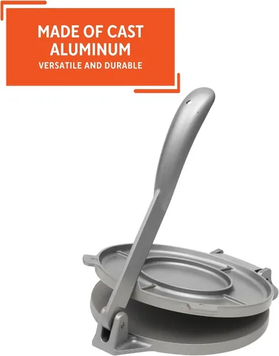 Vista 10 de IMUSA USA MEXI-86005 - Prensa de tortilla de aluminio fácil de usar de 6 pulgadas, plateado, gris Roti maker, ideal para panes planos caseros