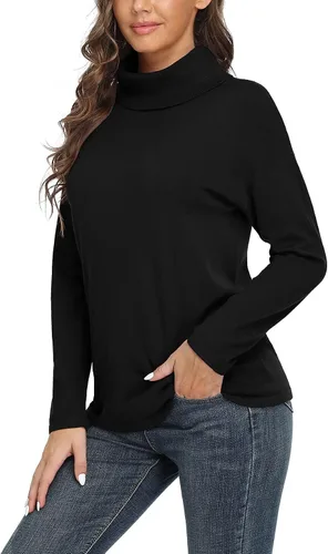 Vista 2 de VIISHOW Suéter de cuello alto para mujer de manga larga acogedor cálido casual ligero suave suéter