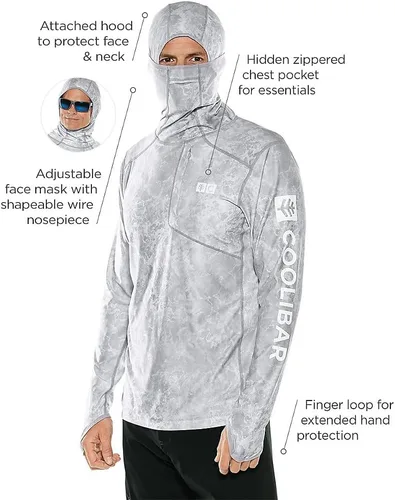 Vista 5 de Coolibar Sudadera con capucha de pesca Andros UPF 50+ para hombre - Protección solar