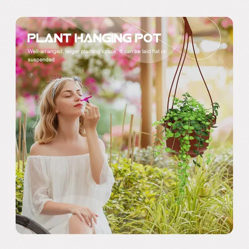 Vista 5 de Yardwe Plantas artificiales para decoración al aire libre, 12 macetas colgantes de plástico, macetas de pared para plantas de interior y exterior