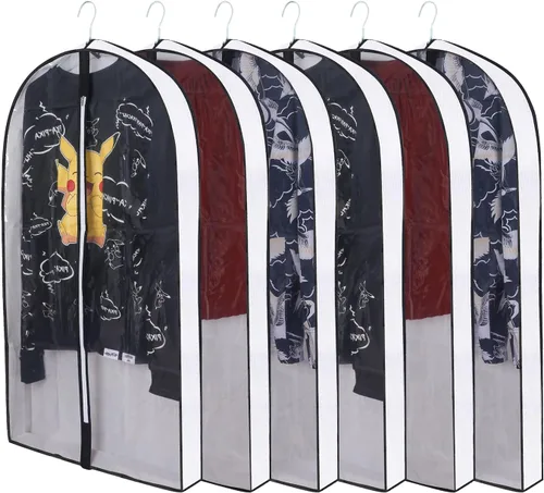 Vista 29 de Bolsas de ropa de 50 pulgadas para colgar ropa, fundas transparentes a prueba de trajes con refuerzos de 4 pulgadas para almacenamiento en armario
