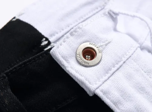 Vista 3 de RXXKKK Jeans Flex de ajuste regular de color de contraste para hombre