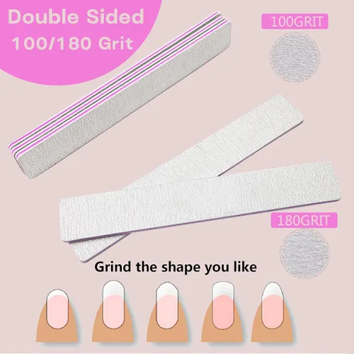 Vista 3 de 21 limas de uñas Emery Board, lima de uñas de grano 100/180 para uñas acrílicas y de gel