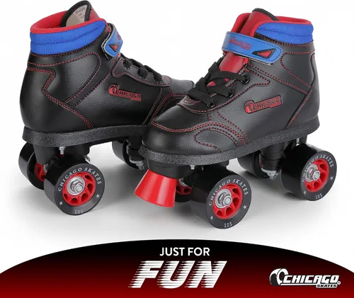 Vista 2 de Chicago Skates Sidewalk Roller Skates – Durable, Top Performance Indoor/Outdoor Use Skate Shoes for Girls & Boys, High-Top Boot Safety Youth Quad