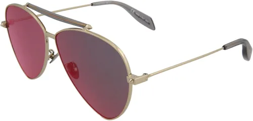 Vista 2 de Alexander McQueen Gafas de diseñador de moda aviador Shny Endr Gld Dk Gry para mujer