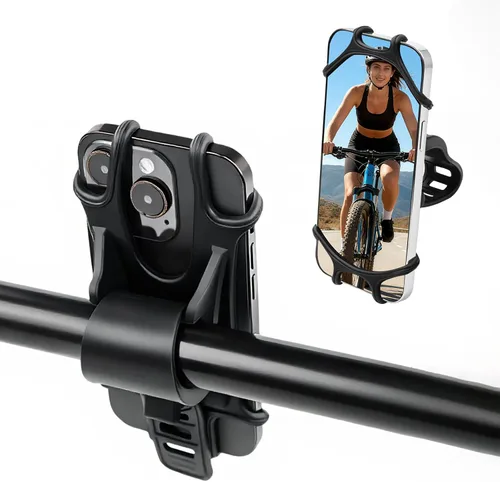 Vista 11 de Soporte de Teléfono para Motocicleta y Bicicleta, Clip Soporte para Teléfono Celular de Bicicleta, Abrazadera para Manillar de Bicicleta y Scooter