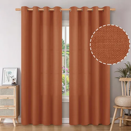 Vista 94 de BGment Cortinas de Lino Beige de 63 Pulgadas de Largo 2 Paneles - Tratamientos para Ventanas con Textura de Arpillera Filtrantes de Luz Cortinas B