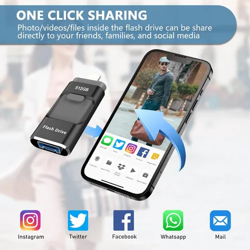 Vista 6 de 512GB Flash Drive[No App Required] Intended for Phone Tablet Androidphone and Computers, 4 in 1 Photo Stick for Phone Memory Storage Easily Backup