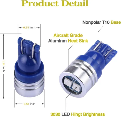 Vista 2 de iBrightstar Bombillas LED de cuña T10 W5W con chipsets 3030 extremadamente brillantes 168 175 194 2825 para luces de placa de matrícula, mapa