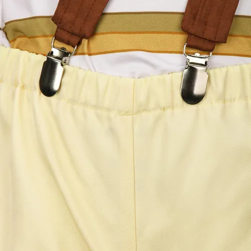 Vista 6 de ZIFUNMUR Disfraz de Chavo Del Ocho para adultos y niños, camiseta a rayas de chespirito, sombrero con correas y pantalones, traje de Halloween