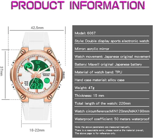 Vista 5 de KXAITO Women's Ladies Outdoor Waterproof Sports Watch Quartz Watch Fashion Bracelet Movement Analog-Digital Display Nurse Wrist Watches