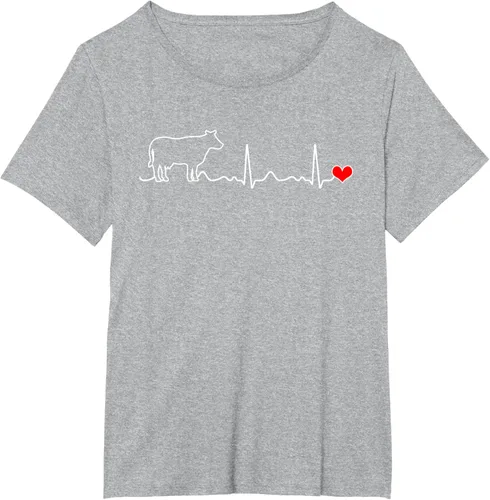 Vista 66 de Camiseta de paciente con corazón I Love My Cow Valve EKG Heartbeat Heart Pacient, Negro, S