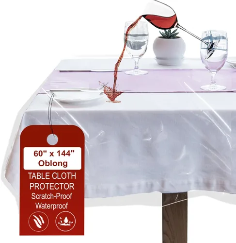 Vista 14 de LAMINET Protector de Mantel de Plástico Transparente – Cubierta de Mesa de Vinilo Resistente de Lujo – 54" Cuadrado – Cristalino, Fácil de Limpiar.